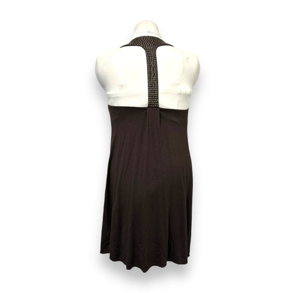 Bra Tops Embellished V-Neck Womens Tunic Dress Size M Brown - Picture 4 of 10